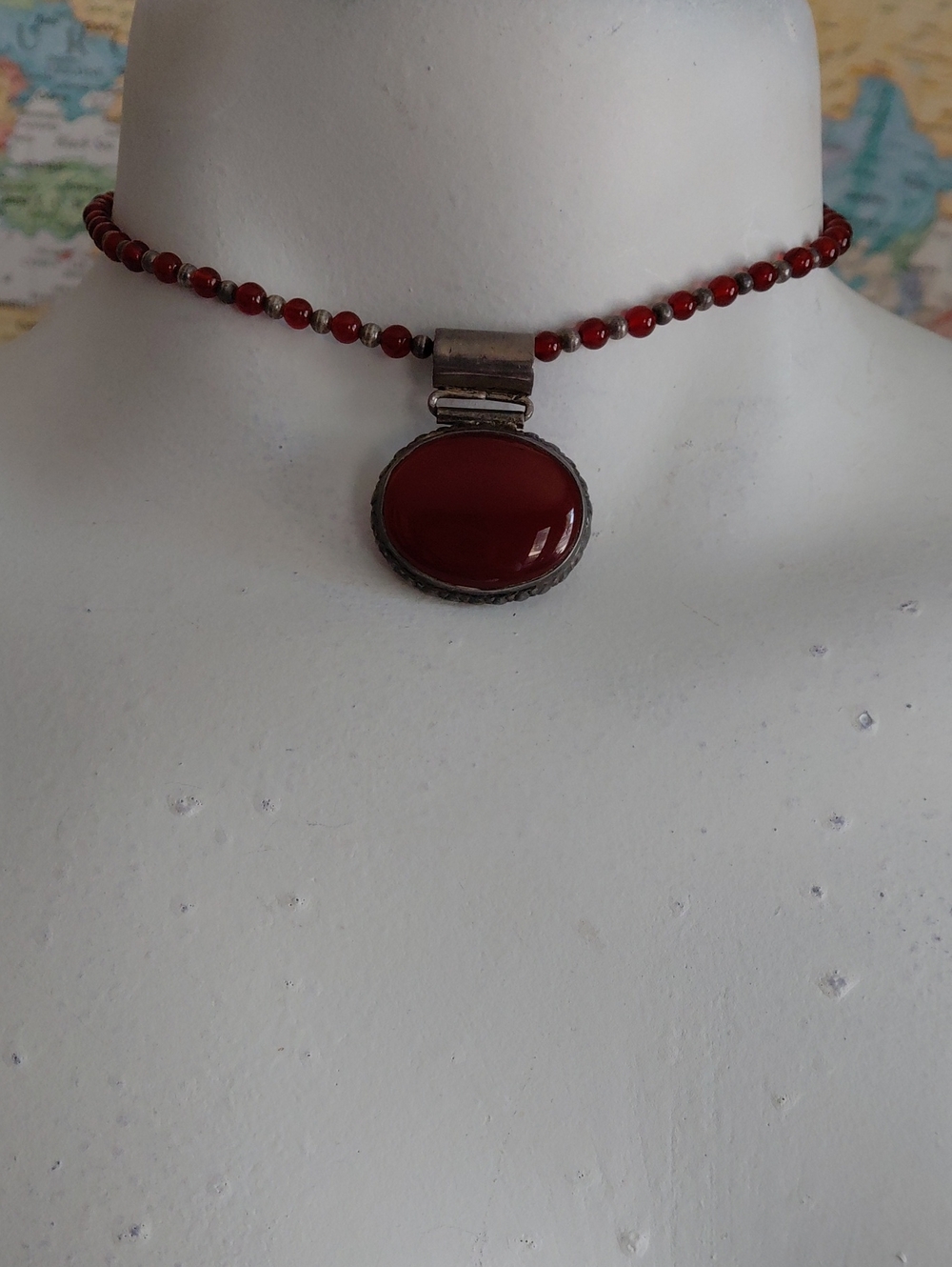 Carnelian Pendant Choker Necklace - Women Jewelry